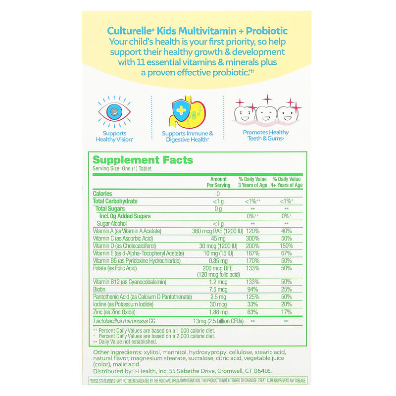Suplemento multivitamínico y probiótico para niños, 3 años en