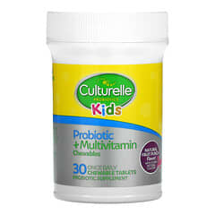 Culturelle, Niños, Comprimidos masticables con probióticos y multivitaminas, A partir de 3 años, Ponche de frutas natural, 30 comprimidos masticables