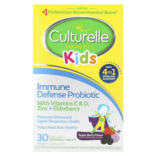 Culturelle, Для детей, пробиотики, иммунная защита, супер ягоды, 30 жевательных таблеток для приема один раз в день