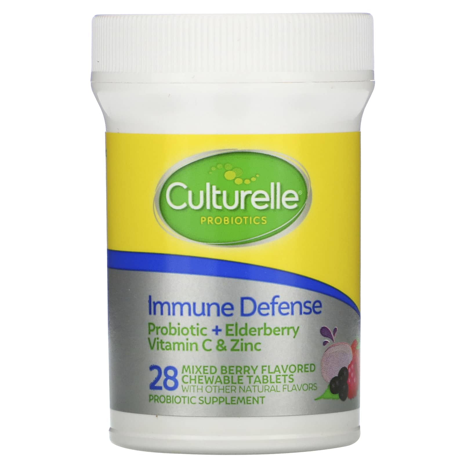 Culturelle, Probiotics, Immune Defense, Mixed Berry Flavor, 28 Chewable ...
