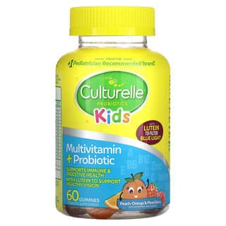Culturelle, Kids Probiotics, Multivitamin + Probiotic, Peach-Orange & Mixed Berry, 60 Gummies