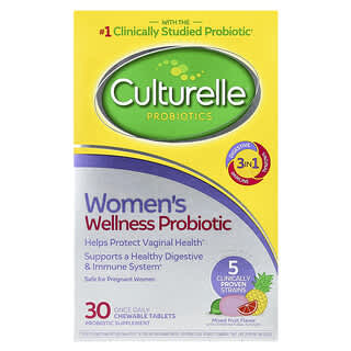 Culturelle, Probióticos, Probiótico para el bienestar para mujeres, Mezcla de frutas`` 30 comprimidos masticables