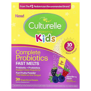 Culturelle, お子様向け、コンプリートプロバイオティクスファストメルト、3歳以上、ミックスベリー、個包装30袋、各1.4g（0.05オンス）