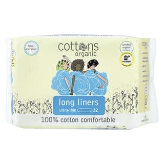 Cottons, 100% Cotton Comfortable, Long Liners, Ultra-Thin, 32 Liners