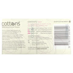 Cottons, 100% Natural Cotton Tampons, Super, Unscented, 16 Tampons