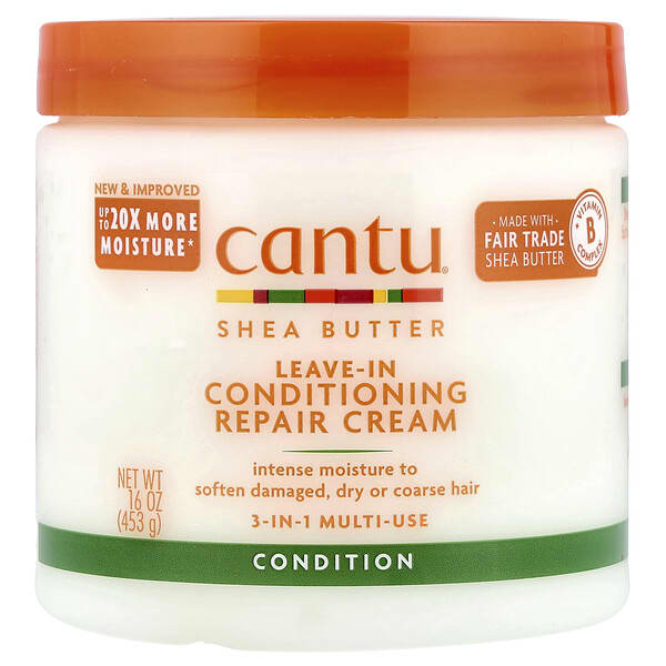 Cantu, 시어버터, 리브인 컨디셔닝 리페어 크림, 컬 및 웨이브 전용, 453g(16oz)