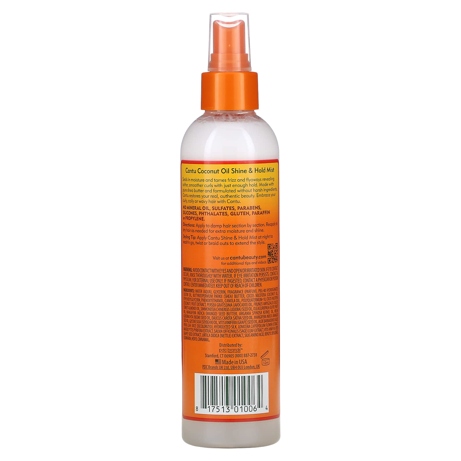 Cantu, Shea Butter for Natural Hair, Coconut Oil Shine & Hold Mist, 8 ...