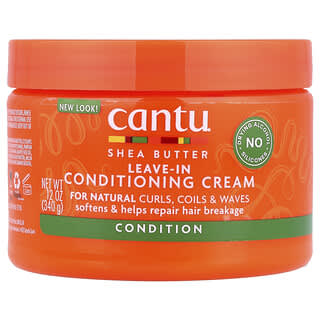 Cantu, Manteca de karité, Crema acondicionadora sin enjuague, Para rizos, bucles y ondas naturales, 340 g (12 oz)