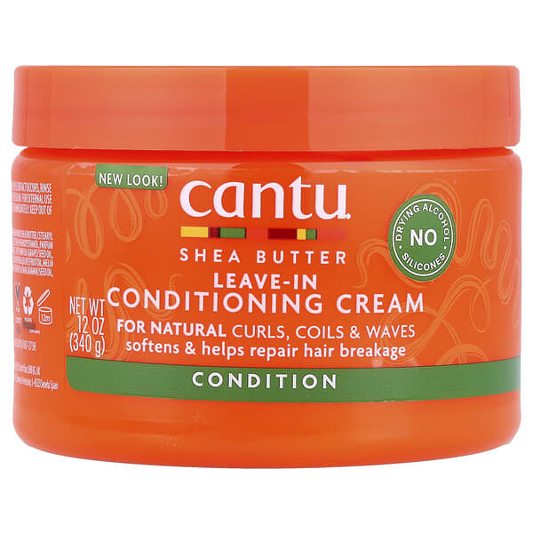 Cantu, シアバター、洗い流さないコンディショニングクリーム、自然なカール/巻き髪/ウェーブヘア、340g(12オンス)