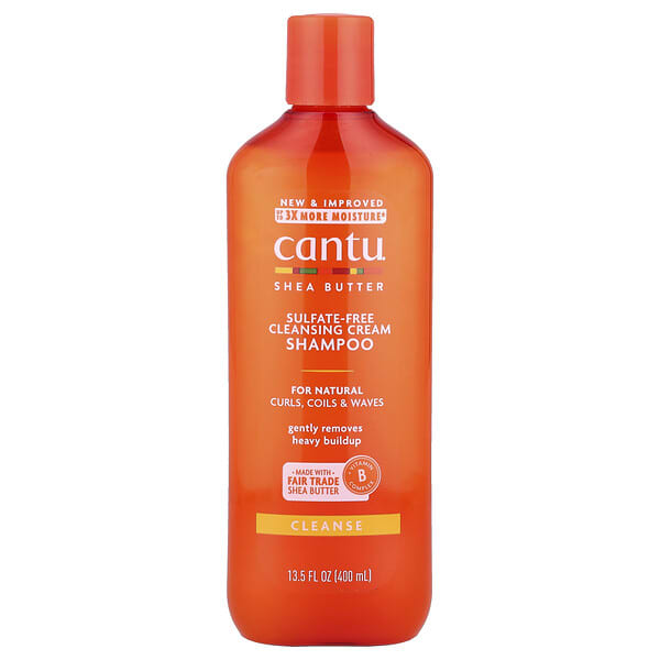 Cantu, 시어버터, 황산염 무함유 클렌징 크림 샴푸, 천연 컬, 땋은머리 및 웨이브용, 400ml(13.5fl oz)