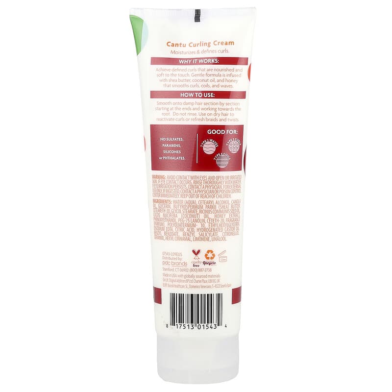 Cantu カーリングクリーム Cantu, Coconut Curling Cream, 12 oz, Shea Butter & Coconut Oil