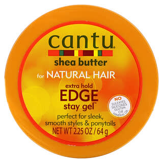 Cantu, Manteca de karité para cabello natural, Gel para mantener los bordes con fijación extra, 64 g (2,25 oz)