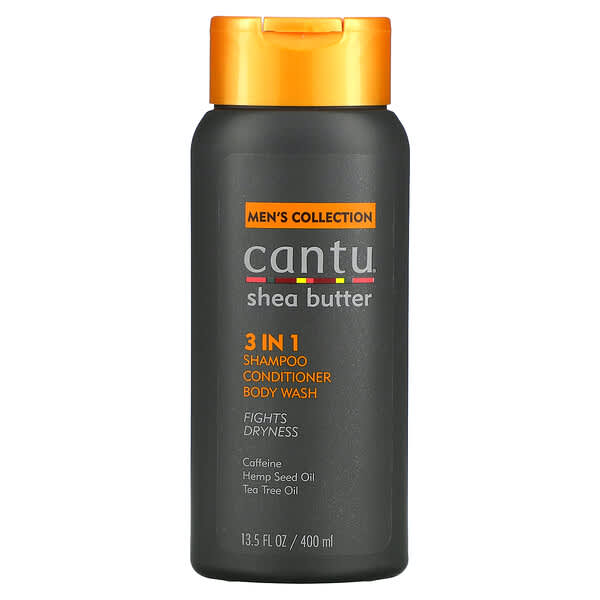 Cantu, Men's Collection, Shea Butter 3 In 1 Shampoo, Conditioner, Body Wash, 13.5 fl oz (400 ml)