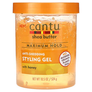 Cantu, Shea Butter, Anti-Shedding Styling Gel, With Honey, Maximum Hold, 18.5 oz (524 g)