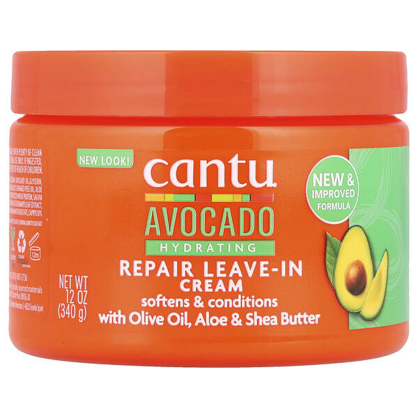 Cantu, 아보카도 하이드레이팅, 리페어 리브-인 크림, 340g(12oz)