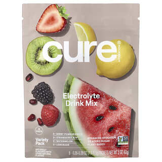 Cure Hydration, Mezcla para preparar bebidas con electrolitos, Paquete variado, 8 sobres, 62 g (2 oz)