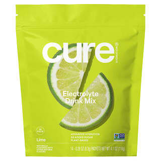 Cure Hydration, Mélange électrolytique hydratant, Citron vert, 14 sachets, 8,3 g pièce