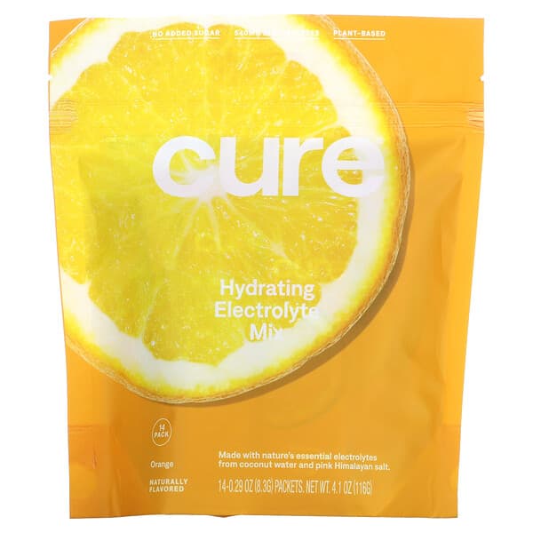 Cure Hydration, 補水電解質混合補充粉，橙味，14 包，每包 0.29 盎司（8.3 克）
