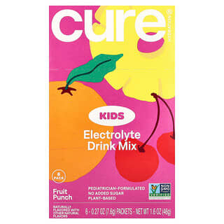 Cure Hydration, Kids, Electrolyte Drink Mix, Fruit Punch, 6 Packets, 0.27 oz (7.6 g) Each