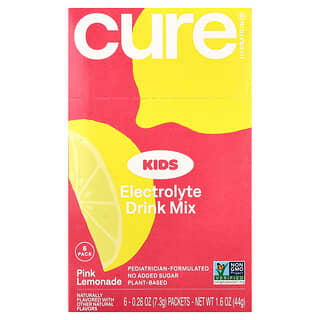 Cure Hydration, Dla dzieci, mieszanka elektrolitów, różowa lemoniada, 6 opakowań po 7,3 g