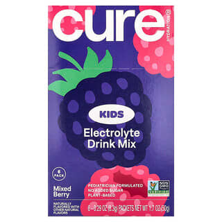 Cure Hydration‏, תערובת להכנת משקה אלקטרוליטים לילדים, תערובת פירות יער, 6 שקיקים, 8.3 גרם (0.29 אונקיות) ליחידה