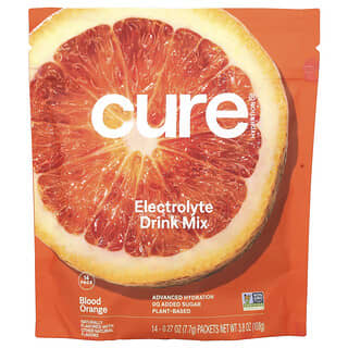 Cure Hydration, Electrolyte Drink Mix, Elektrolyt-Trinkmischung, Blutorange, 14 Päckchen, je 7,7 g (0,27 oz.).