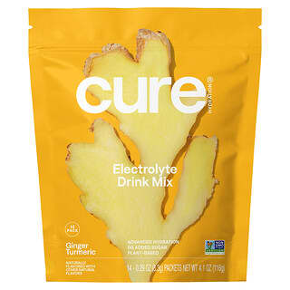 Cure Hydration, Hydrating Electrolyte Mix, Ginger Turmeric, 14 Packets, 0.29 oz (8.3 g) Each