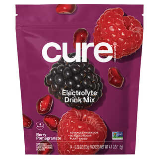 Cure Hydration, Mezcla de electrolitos hidratante, Baya y granada, 14 sobres, 8,3 g (0,29 oz) cada uno