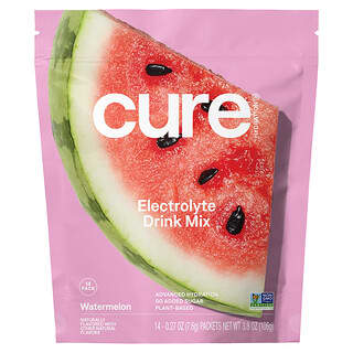 Cure Hydration‏, תערובת אלקטרוליטים להענקת לחות, אבטיח, 14 מנות, 7.6 גרם (0.27 אונקיות) כל אחת