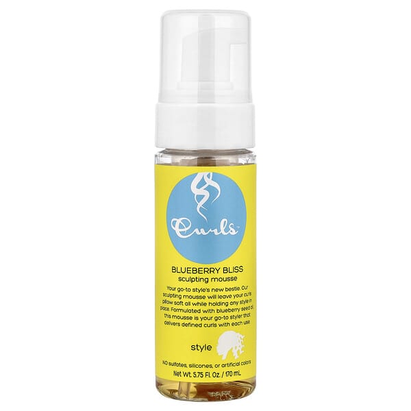 Curls, 블루베리 Bliss, 리페어 앤 그로우 컬 스컬프팅 무스, 170ml(5.75oz)