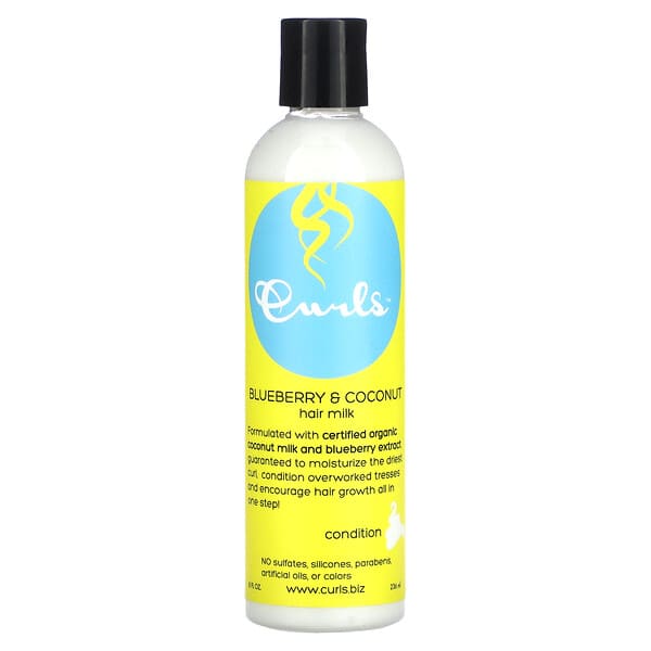 Curls‏, "אוכמניות וחלב קוקוס לשיער, 236 מ""ל (8 אונקיות נוזל)"