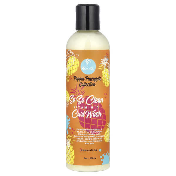 Curls, Poppin 파인애플 컬렉션, 쏘 쏘 클린, 컬 워시, 비타민C 함유, 236ml(8oz)
