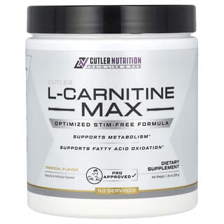 Cutler Nutrition, L-carnitina máx., Sabor tropical, 206 g (7,26 oz)