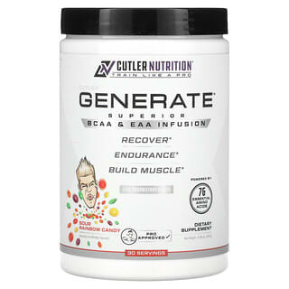 Cutler Nutrition, Generate，優質支鏈胺基酸和必需胺基酸混合飲品，酸彩虹糖味，12.95 盎司（367 克）