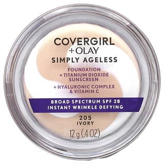 Covergirl, Base de maquillaje Simply Ageless de Olay, FPS 28, Marfil 205, 12 g (0,4 oz)