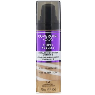 Covergirl, Olay Simply Ageless, 3-in-1 Foundation, 260 Classic Tan, 1 fl oz (30 ml)