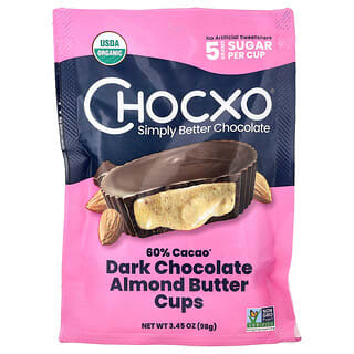 Chocxo, Tartaletas de chocolate negro orgánico y mantequilla de almendras, 7 tartaletas, 14 g (0,5 oz) cada una