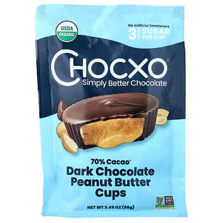 Chocxo, Tartaletas de chocolate negro y mantequilla de maní orgánico, 7 tartaletas, 14 g (0,5 oz) cada una