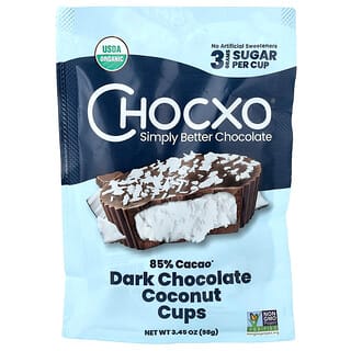 Chocxo, Tartaletas de coco y chocolate negro orgánico, 7 tartaletas, 14 g (0,5 oz) cada una