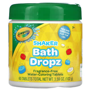 Crayola, เชกเกอร์ บาธ ดรอปซ์ สำหรับเด็กอายุ 3 ปีขึ้นไป ปราศจากน้ำหอม บรรจุ 60 เม็ด ขนาด 3.59 ออนซ์ (102 ก.)
