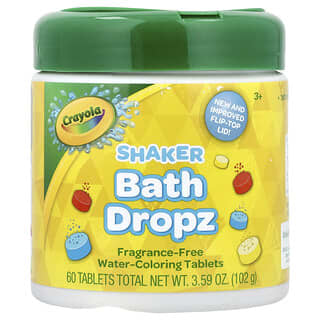 Crayola, Shaker Bath Dropz, 3+, Fragrance-Free, 60 Tablets, 3.59 oz (102 g)