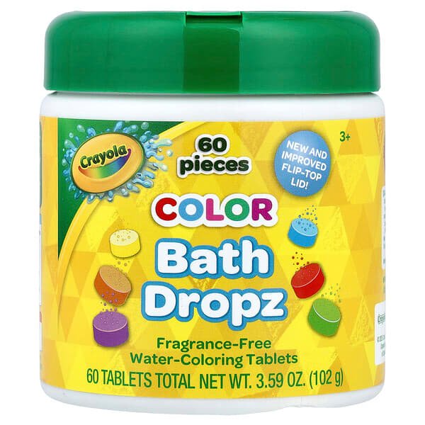 Crayola‏, Shaker Bath Dropz, ‏3+, ללא בישום, 60 טבליות, 102 גרם (3.59 אונקיות)