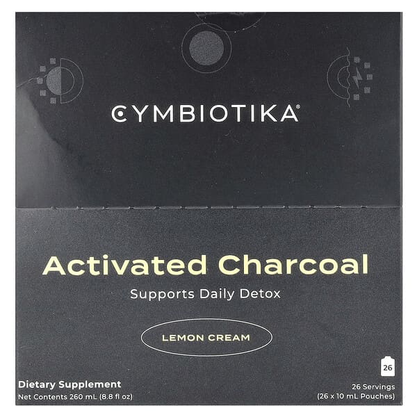 Cymbiotika Activated Charcoal, Lemon Cream, 26 Pouches, 0.3 fl oz (10 ml) Each