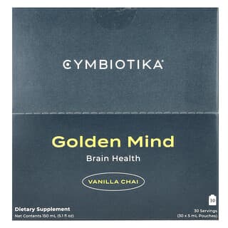 Cymbiotika‏, Golden Mind ، صحة الدماغ ، فانيليا تشاي ، 30 كيسًا ، (5 مل) لكل كيس