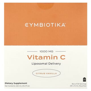 Cymbiotika, Vitamina C, Entrega Lipossomal, Cítricos e Baunilha, 1.000 mg, 30 Sachês, 15 ml Cada