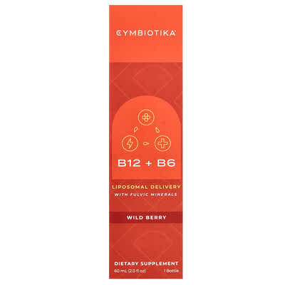 Cymbiotika, B12 + B6, Liposomal Deliver with Fulvic Minerals, Wild Berry , 2 fl oz (60 ml)