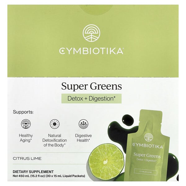 Cymbiotika, Super Greens, Citrus Lime, 30 Liquid Packets, 0.5 fl oz (15 ml) Each — product photo 1