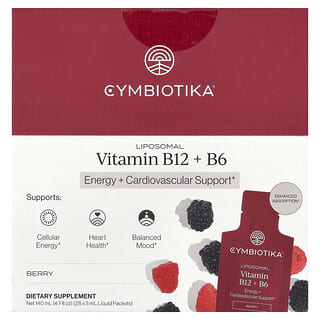 Cymbiotika, Liposomal Vitamin B12 + B6, liposomales Vitamin B12 + B6, Beere, 28 Flüssigpäckchen, je 5 ml (0,17 fl. oz.).