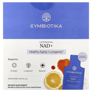 Cymbiotika, Liposomal NAD+, Orange Vanilla, 26 Liquid Packets, 10 ml (0.34 fl oz) Each