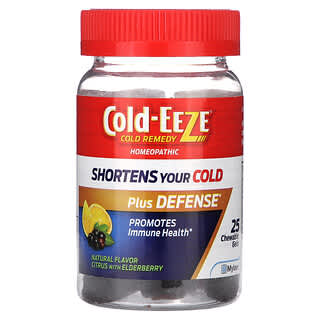 Cold Eeze, Cold Remedy, Homeopathic Plus Defense, Natural Citrus with Elderberry, 25 Chewable Gels